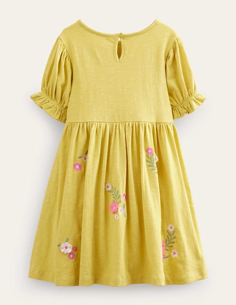 Embroidered Jersey Dress - Buttercup Yellow | Boden US