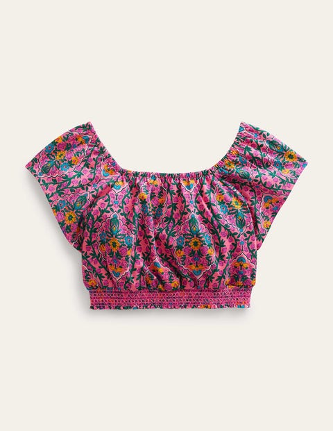 Square Neck Crop Top Pink Girls Boden