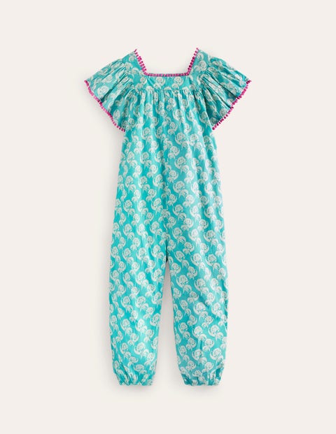 Relaxed Cotton-Poplin Jumpsuit Blue Girls Boden