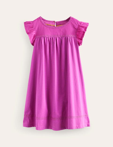 Flutter Sleeve Jersey Dress Purple Girls Boden