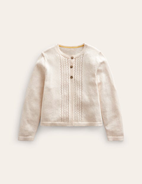 Pointelle Cotton Cardigan White Girls Boden