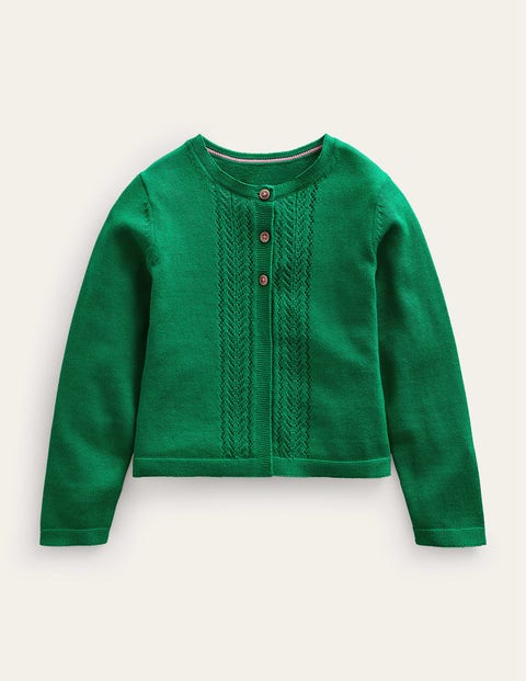 Pointelle Cotton Cardigan Green Girls Boden