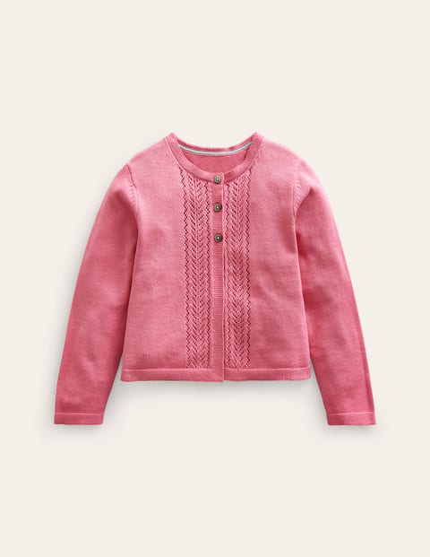 Pointelle Cotton Cardigan Pink Girls Boden