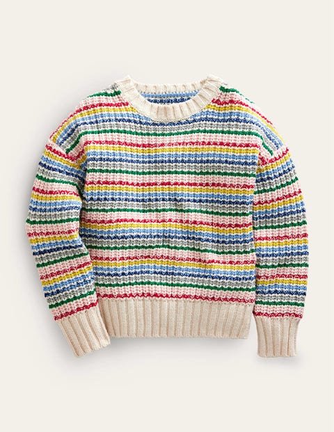 Chunky Striped Jumper Ivory Girls Boden