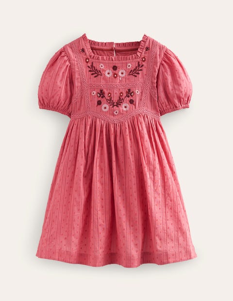 Embroidered Lace Dress Pink Girls Boden