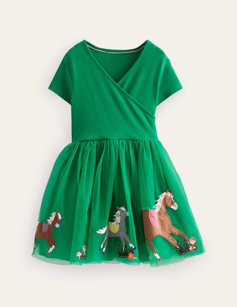Applique Tulle Ballet Dress Green Girls Boden