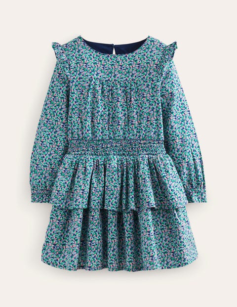Mini Boden Kids' Frill Cotton Dress Ditsy Floral Girls Boden