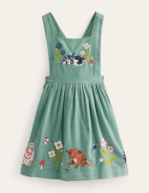 Cord Applique Pinafore Green Girls Boden