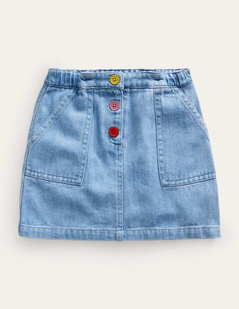 A Line Mini Skirt Light Denim Wash