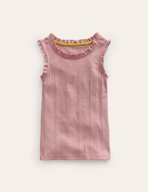 Mini Boden Kids' Pointelle Tank Top Vintage Pink Girls Boden