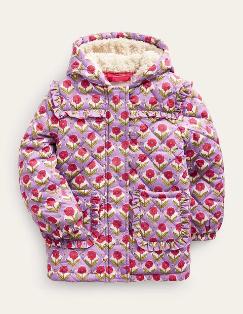 Scallop Quilted Anorak Purple Girls Boden
