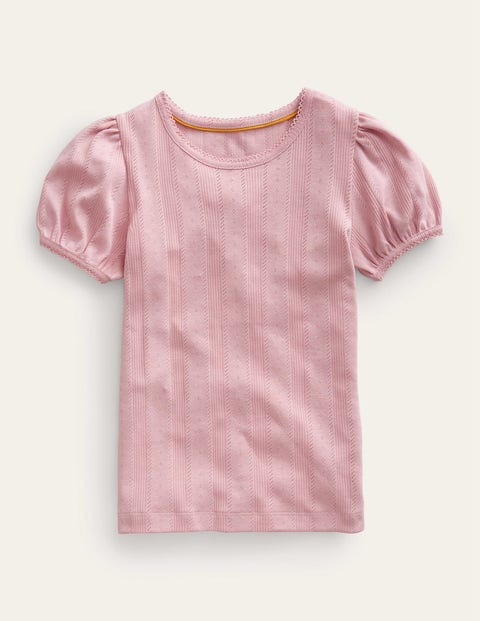 Pointelle Puff Sleeve Top - Vintage Pink | Boden EU