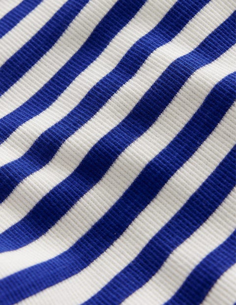 Cropped Long Sleeve T-shirt - Blue Wave/Ivory | Boden UK