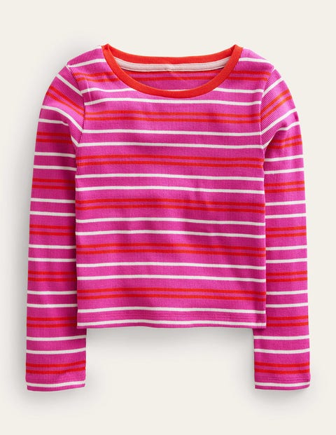 Cropped Long Sleeve T-shirt Pink Girls Boden