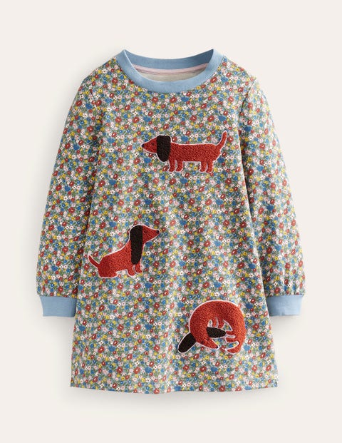 Applique Sweatshirt Dress Blue Girls Boden