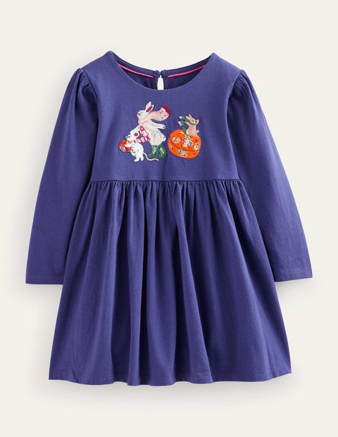 Applique Jersey Dress Blue Girls Boden