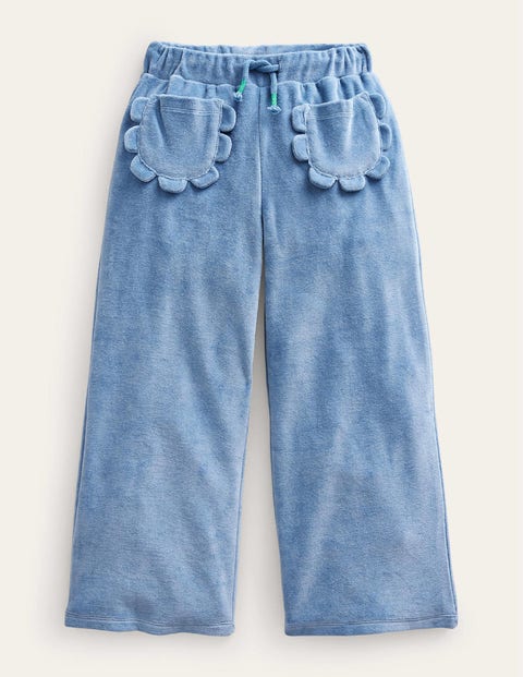 Scalloped Velour Jogger Blue Girls Boden