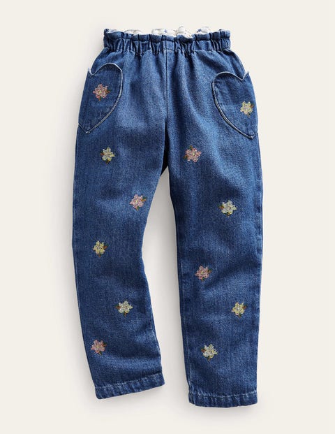 Mini Boden Kids' Embroidered Pull On Pants Mid Vintage Embroidery Girls Boden