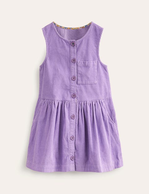 Boden Kids' Button Pinafore Dress Aster Purple Girls