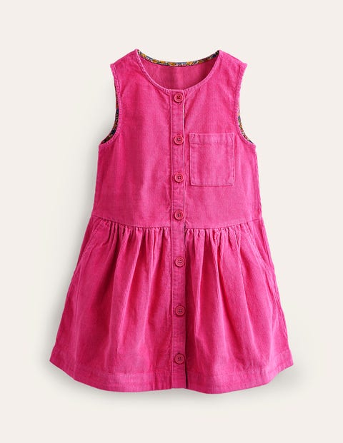 Button Pinafore Dress Pink Girls Boden