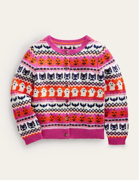 Halloween Fair Isle Cardigan Pink Girls Boden