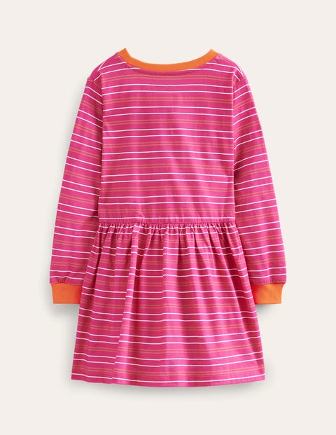 Slub Stripe Jersey Dress - Bright Pink | Boden US