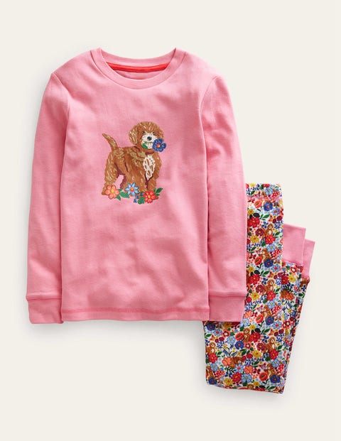 Mini Boden Kids' Snug Long John Pajamas Multi Micro Pups Girls Boden