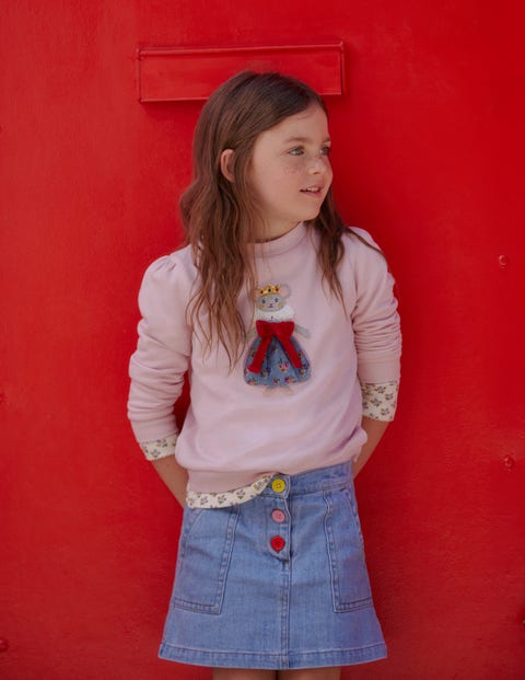 Bequemes Sweatshirt mit Applikation - Französisches Rosa Maus | Boden AT