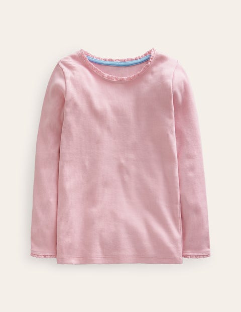 Ribbed Long Sleeve T-Shirt Pink Girls Boden