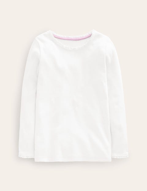 Ribbed Long Sleeve T-Shirt White Girls Boden