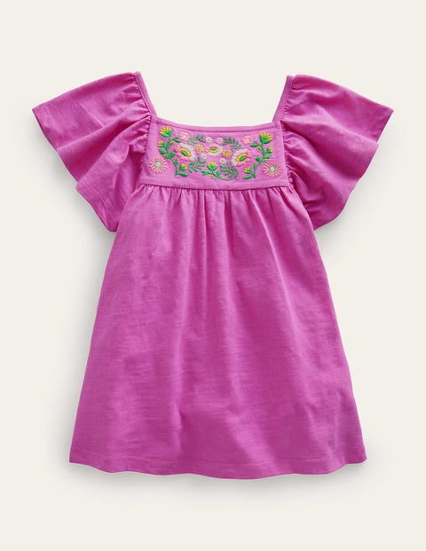 Embroidered Jersey Top Purple Girls Boden