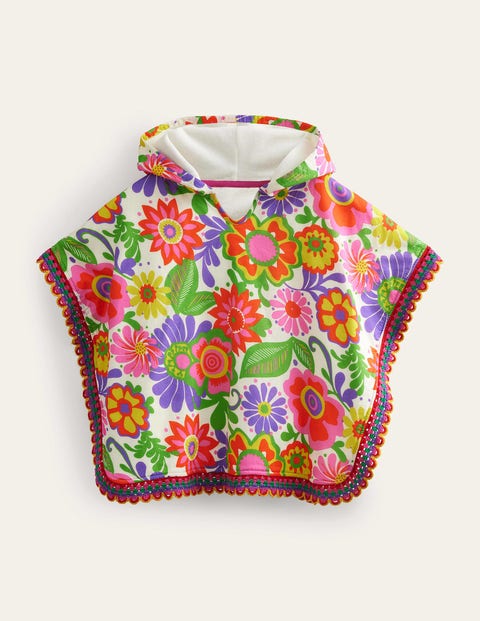 Towelling Poncho Hoodie Multicouloured Girls Boden