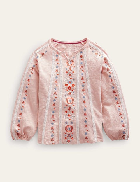 Jersey Embroidered top Pink Girls Boden