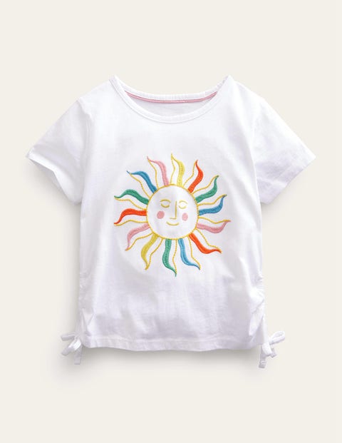 Gerafftes T-Shirt - Weiß, Sonne | Boden DE