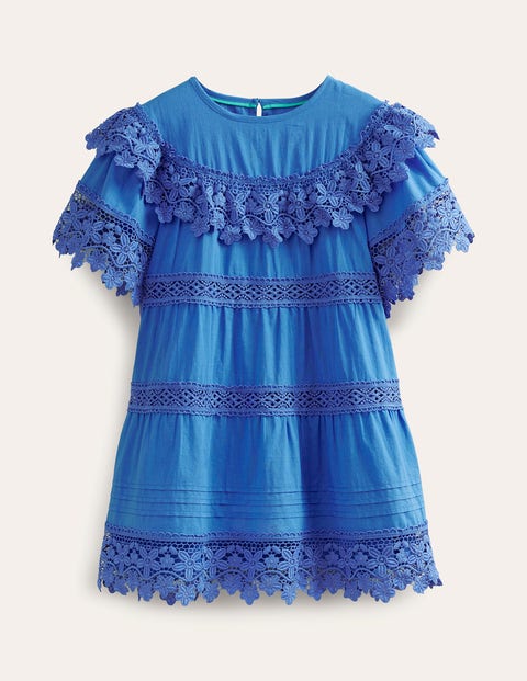 Lace Tiered Dress Blue Girls Boden