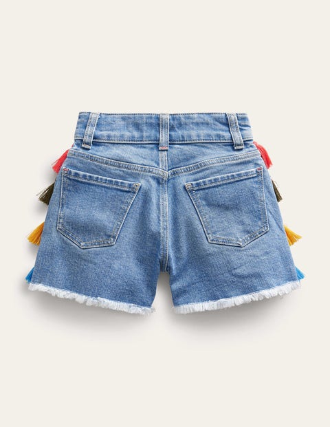 Tassle Denim Shorts - Light Vintage Wash