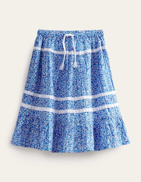 Jupe longue avec details en dentelle Motif Ditsy Floral bleu et aigue marine Boden FR