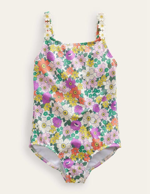 Daisy Strap Swimsuit Ivory Girls Boden