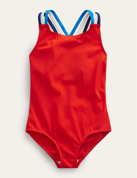 Rainbow Cross-Back Swimsuit Red Girls Boden