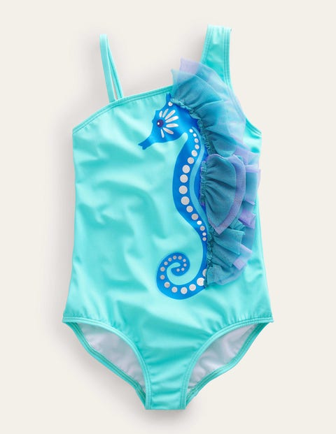 Seahorse Swimsuit Green Girls Boden