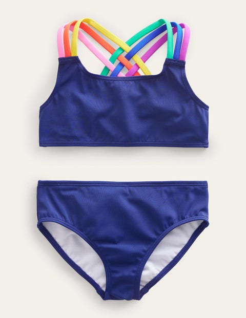 Rainbow Cross-Back Bikini Blue Girls Boden