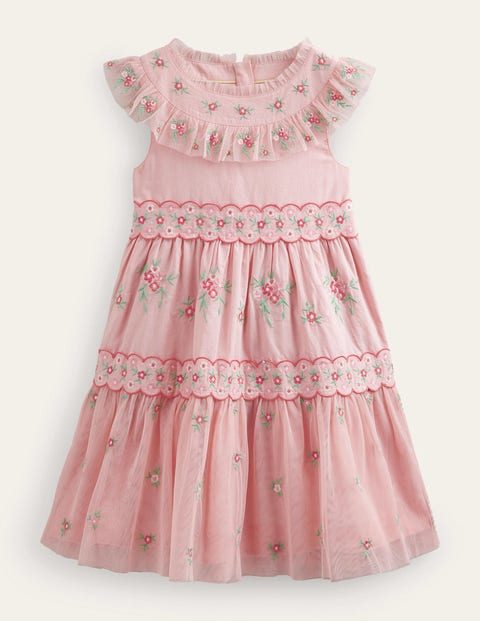 Embroidered Ditsy Tulle Dress Pink Girls Boden