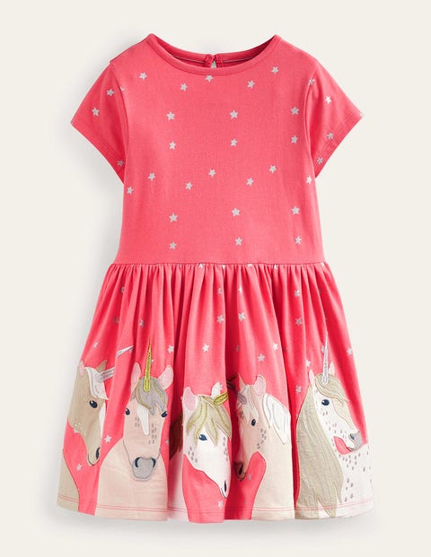 Jersey Unicorn Applique Dress Multi Girls Boden