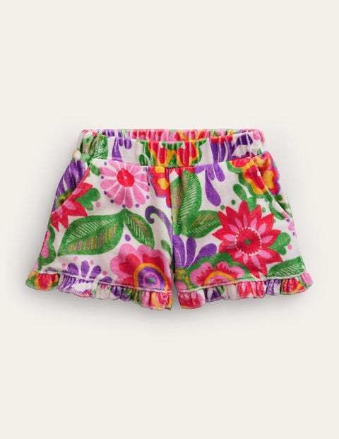 Print Frill Towelling Shorts Multi Girls Boden