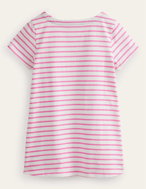 Short Sleeve Appliqué Tunic - Ivory/Bright Petal Pink | Boden US