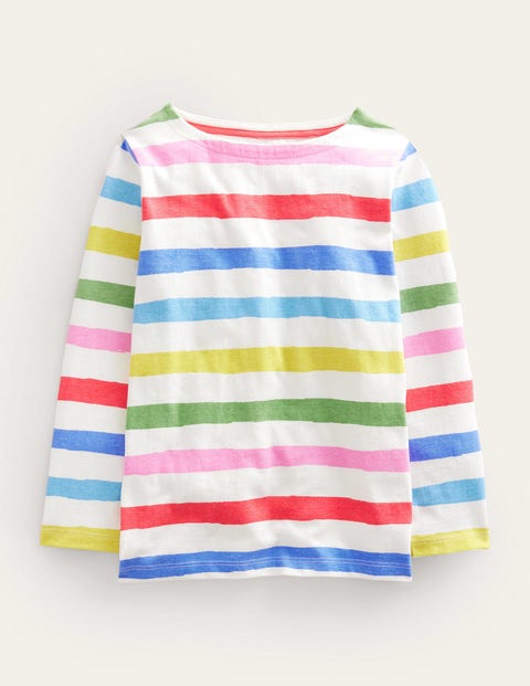 Mini Boden Kids' Everyday Breton Painterly Rainbow Stripe Girls Boden