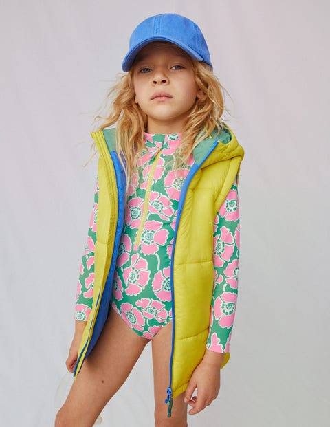 Long-sleeved Swimsuit - Lilac/Green Poppies | Boden UK