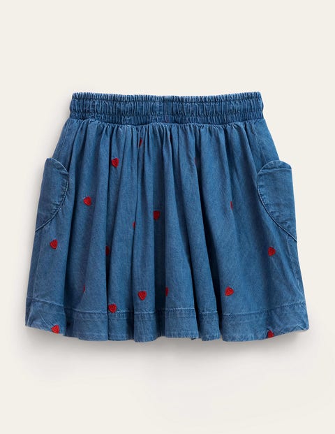 Woven Twirly Skirt - Mid Vintage Denim Hearts | Boden US