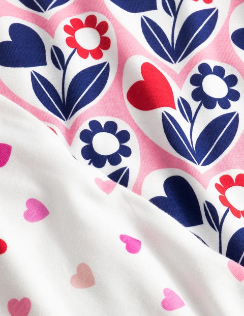 Twin Pack Snug Pajamas - Pink/Navy Hearts | Boden US