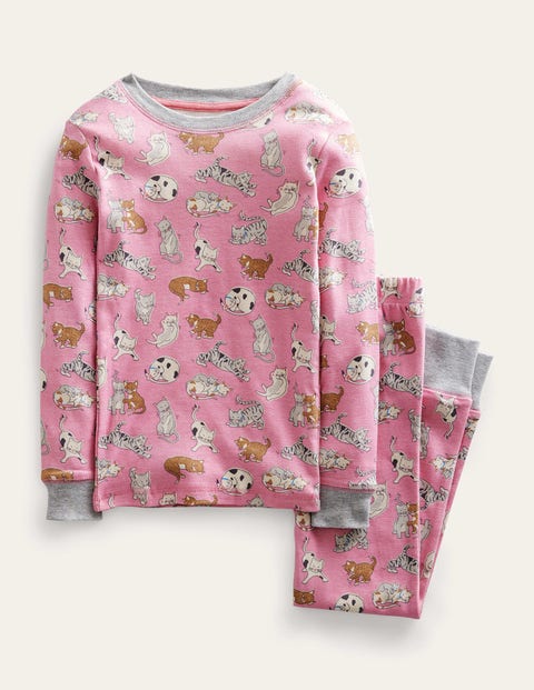 Snug Long John Pyjamas Pink Girls Boden
